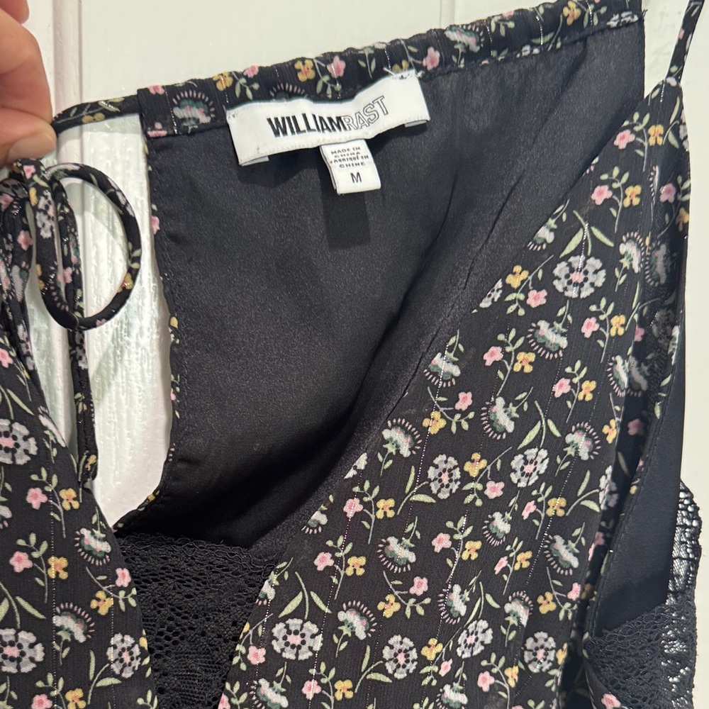 William Rast Black Floral Lace-Trim Slip